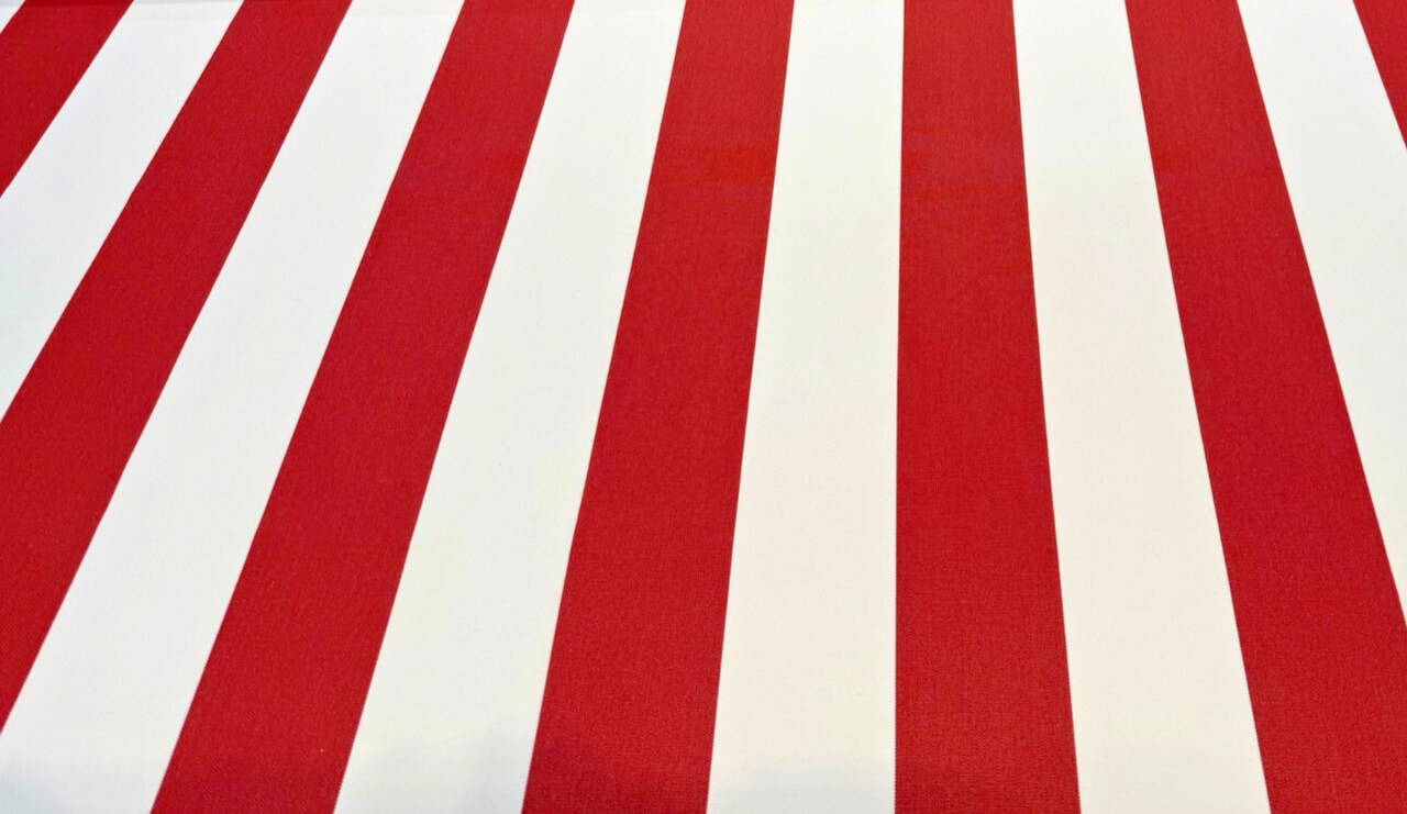 1 Yard Cabana Crimson Red White Stripe Outdoor Performance Upholstery Fabric 54 Inch Width